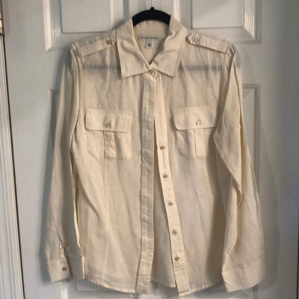 Cream colored linen blouse